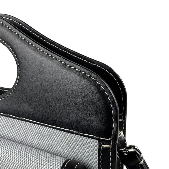 Auth BURBERRY Handbag Shoulder Bag Blue/Black Canvas/Leather/Silvertone - z4342 - Picture 7 of 12